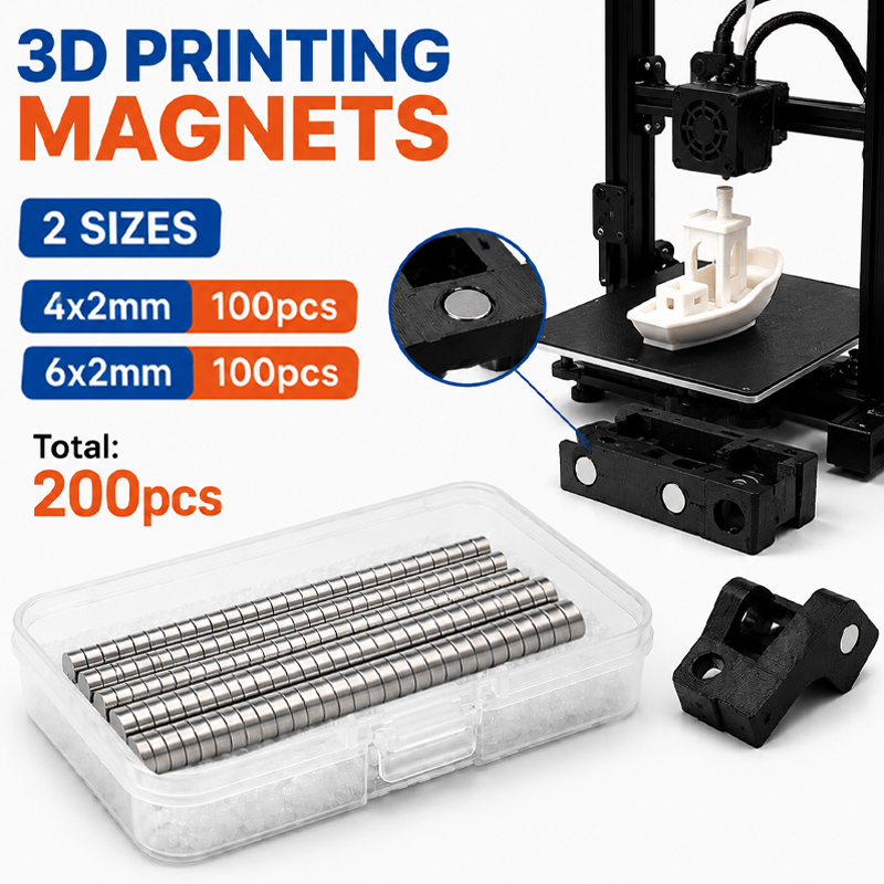 3D Printing Bambu - Kit de 200 Imanes para Impresión