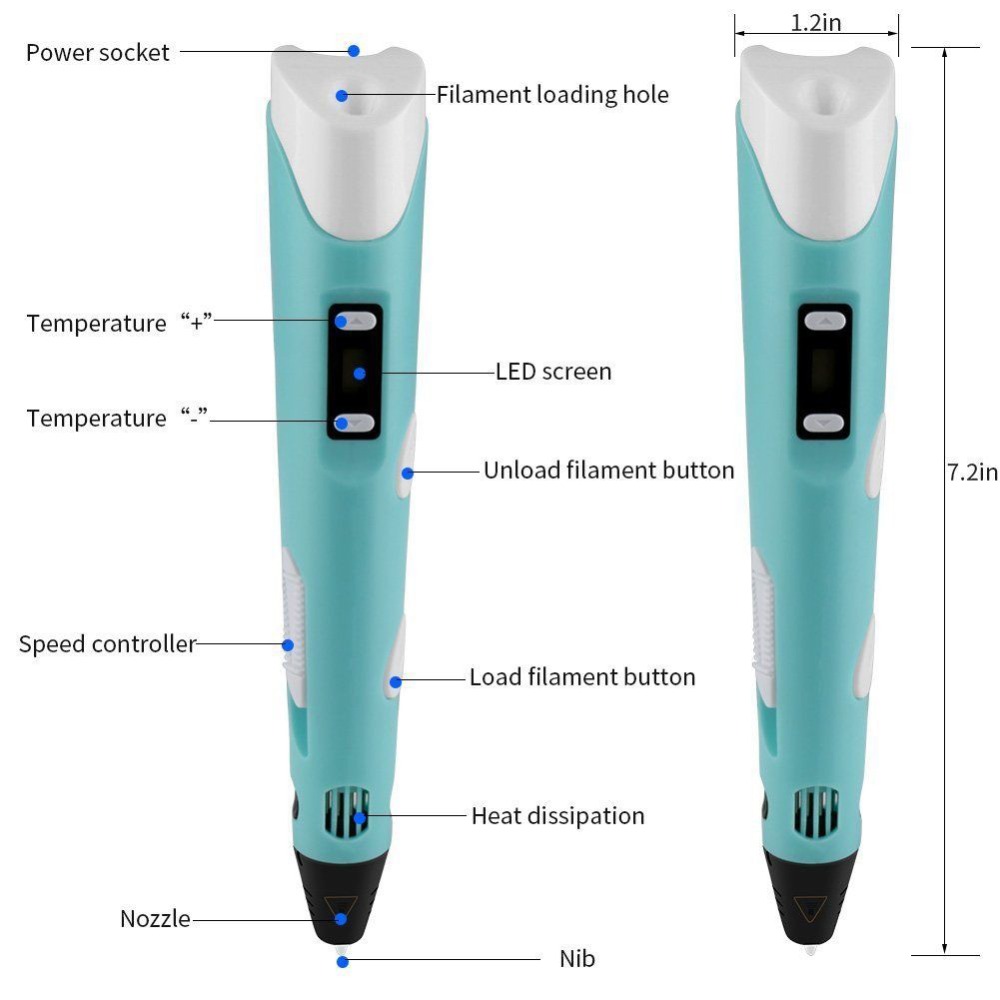 Dikale-Bolígrafo 3D con pantal - 3D Printing Pen For Kids reseña y precio